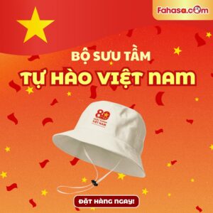 Mũ Bucket Cờ Đỏ Sao Vàng A80 - 56cm - Trắng