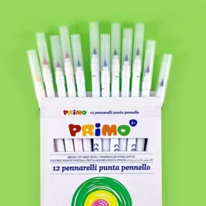 Hộp 12 Bút Lông Màu Rửa Được Brush Tip Fibre Pens 4.0 mm - Primo 618BT12