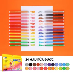 Hộp 24 Bút Lông Màu Ngòi Brush Rửa Được Colorkit - Thiên Long SWM-C011/AK